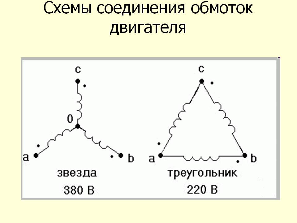 Схема соединения треугольник электродвигателя