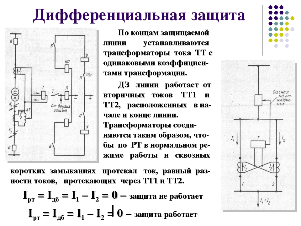 Схема дифференциальной защиты трансформатора