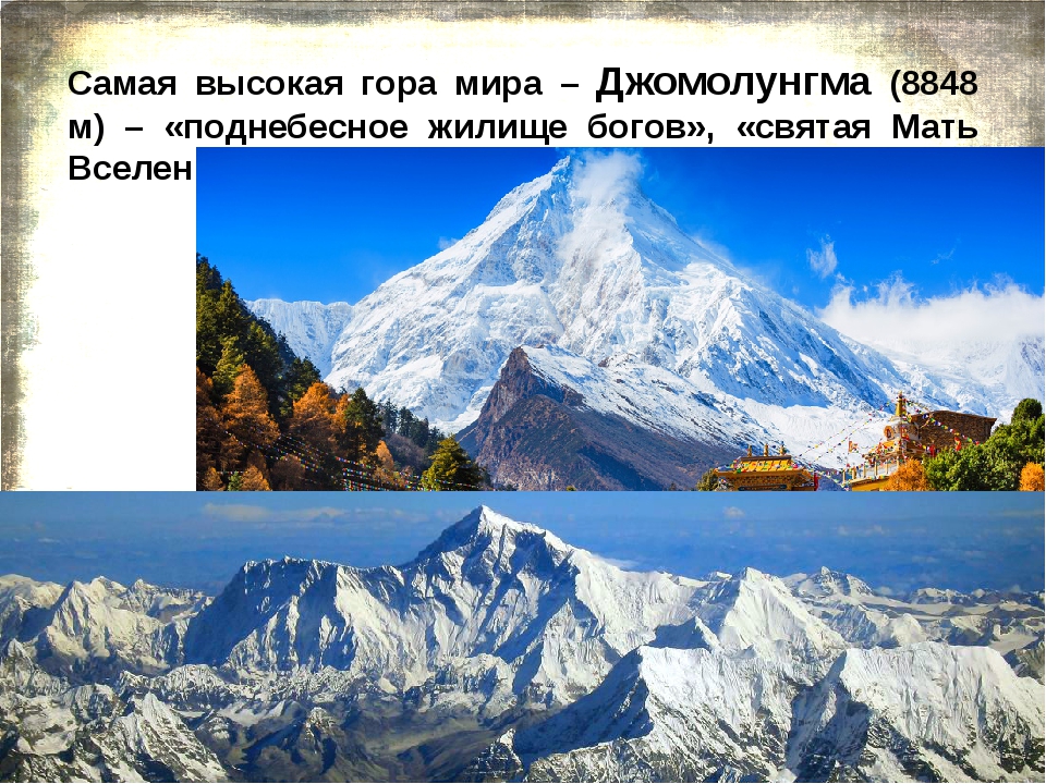Список высоких гор в мире. Название самой высокой горы в мире.