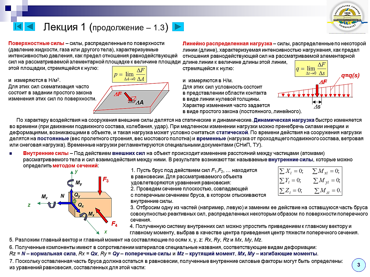 Внутренние силы сопротивления