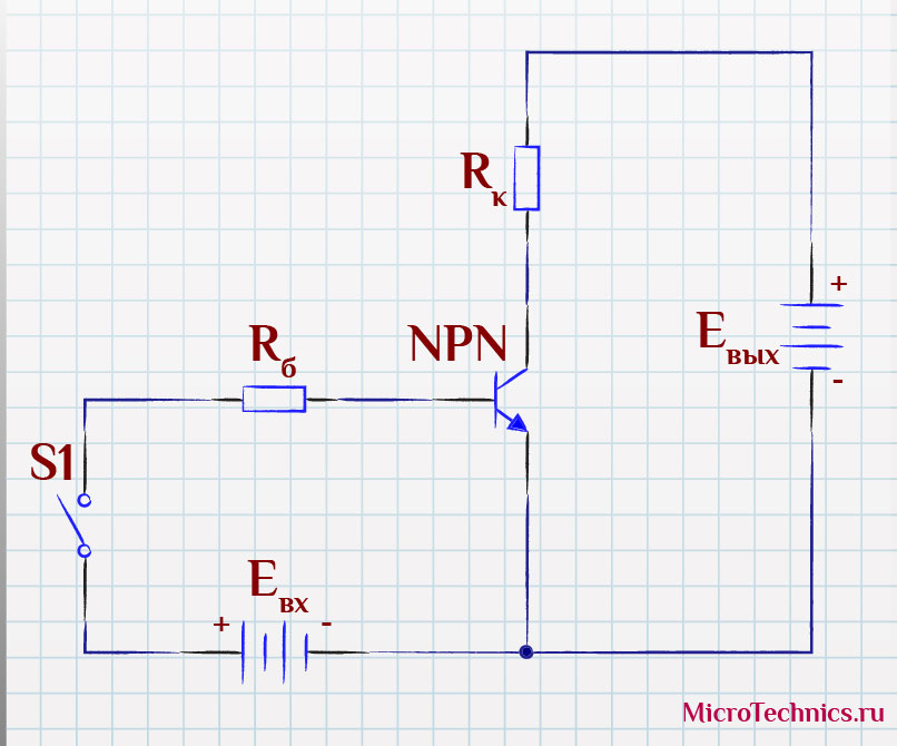 Схема ключа на биполярном транзисторе