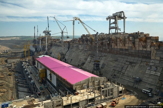 Boguchanskaya hydropower plant construction view 4