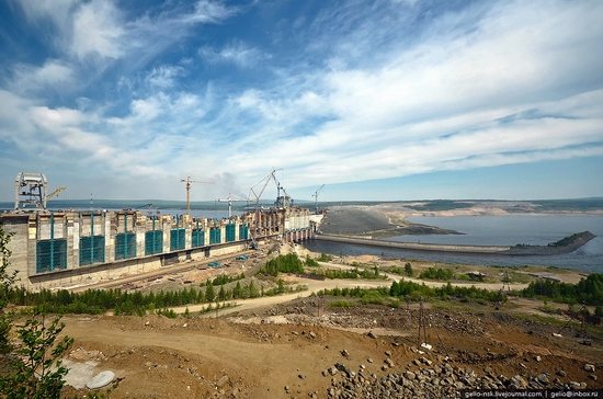 Boguchanskaya hydropower plant construction view 6