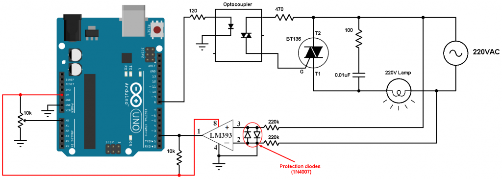 Arduino light dimmer circuit