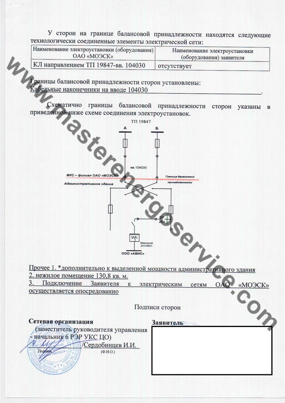 Акт разграничения балансовой принадлежности электрических сетей в снт образец