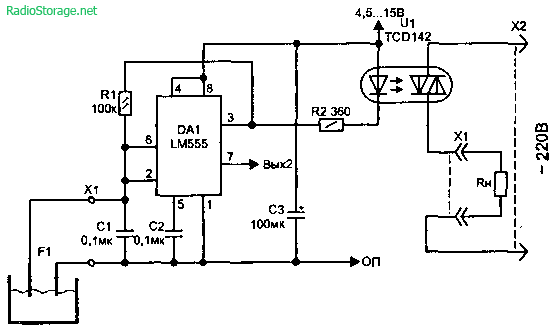 Датчик воды на основе автогенератора схема