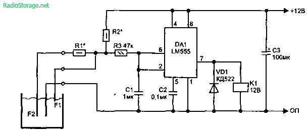 Сигнализаторы уровня воды на микросхемах-таймерах