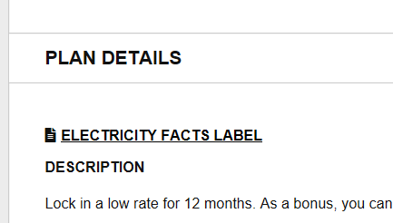 electricity facts label