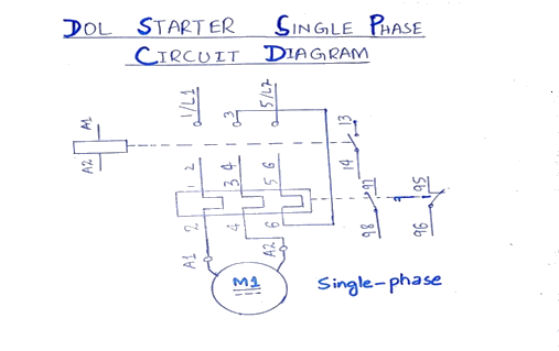 DOL Single Phase Circuit Diagram